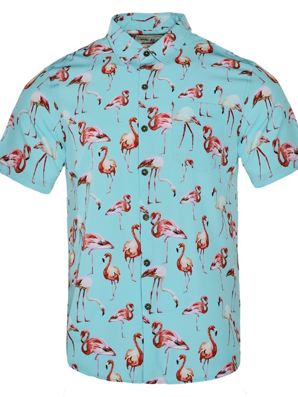 Mens Flamingo Print Hawaiian Shirt Short Sleeve Casual Button Down Beach Shirt